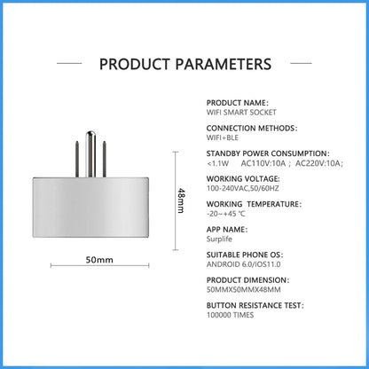 Smart Home WiFi Bluetooth Socket US Plug Alexa Switch Life Wifi Switch Home Assistant 10A With Timing Functions Voice Control