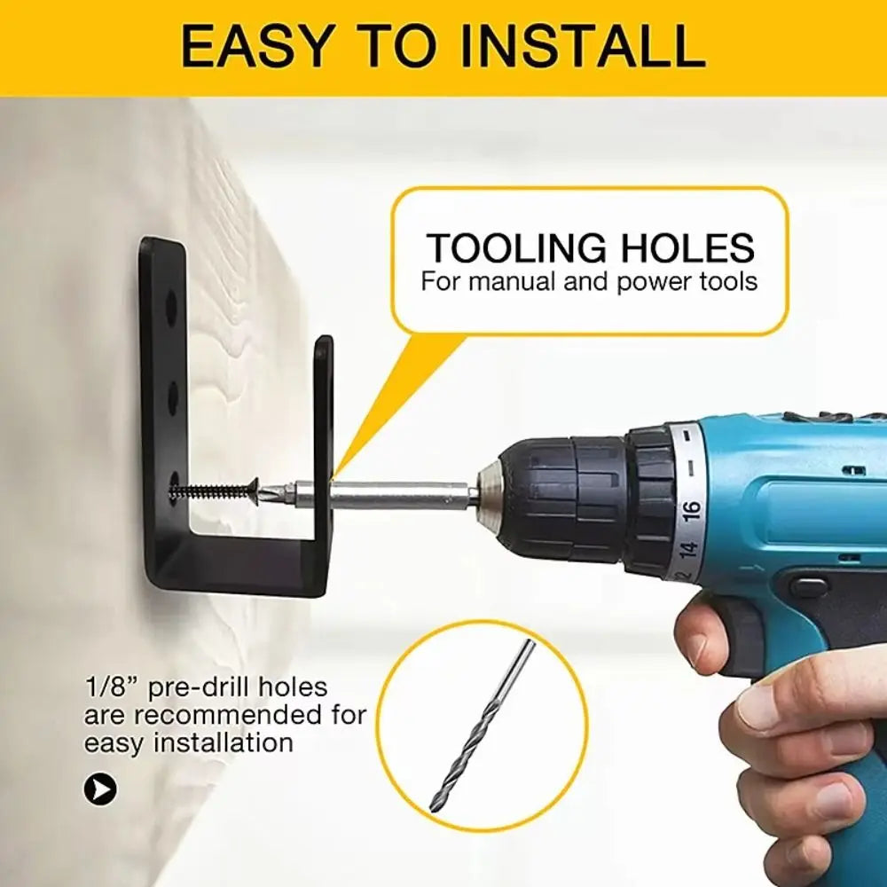 2 Pcs Metal Open Rod Support U-bracket Anti-slip Detachable Door Safety Barricade Support Door Barrier Protection Black