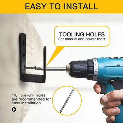 2 Pcs Metal Open Rod Support U-bracket Anti-slip Detachable Door Safety Barricade Support Door Barrier Protection Black