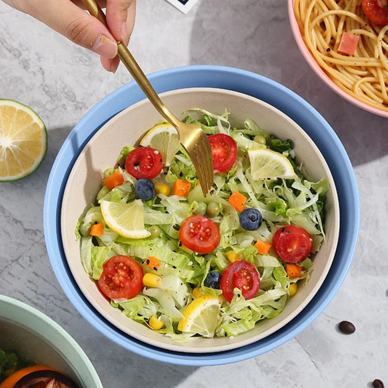 Reusable Cereal Bowls Environmental Wheat Straw Soup Bowls Lightweight Food Grade Plastic Rice Salad Bowl Dinnerware