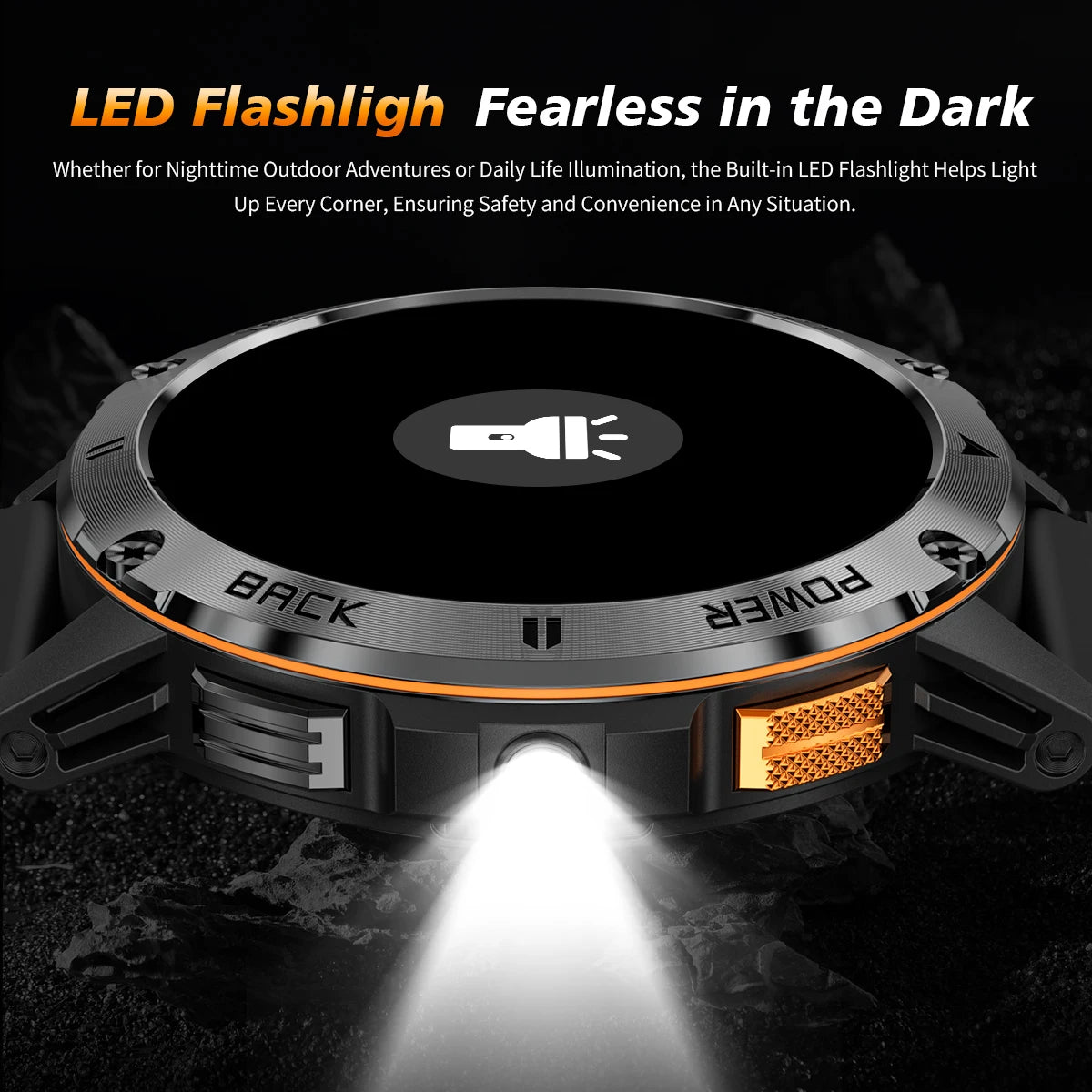 New Military Sports GPS Smart watch AMOLED HD IP68 outdoor NFC Sport Watch Fitness tracker Health monitor BT call LED flashlight