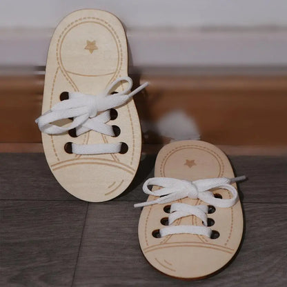 Teaching Tie Shoelaces Wooden Lacing Shoe Toy Tying Shoelaces Boards Learn to Tie Laces Toy Montessori Educational Toy