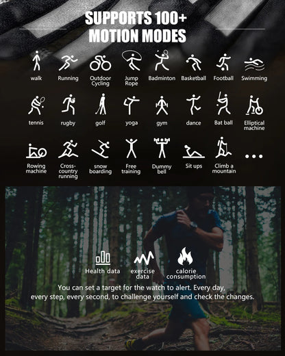 Outdoor Sports Smartwatch Men Fitness Tracker Wireless Call 410mAh Long Standby Time Waterproof Voice Assistant Swimming Watch