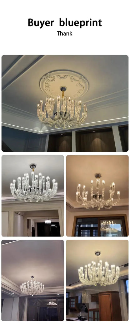 ART DECO Glass Chandelier for Living Room Bedroom Dining Room Designer Luxury LED Hanging Ligting 2024 NEW Lamp