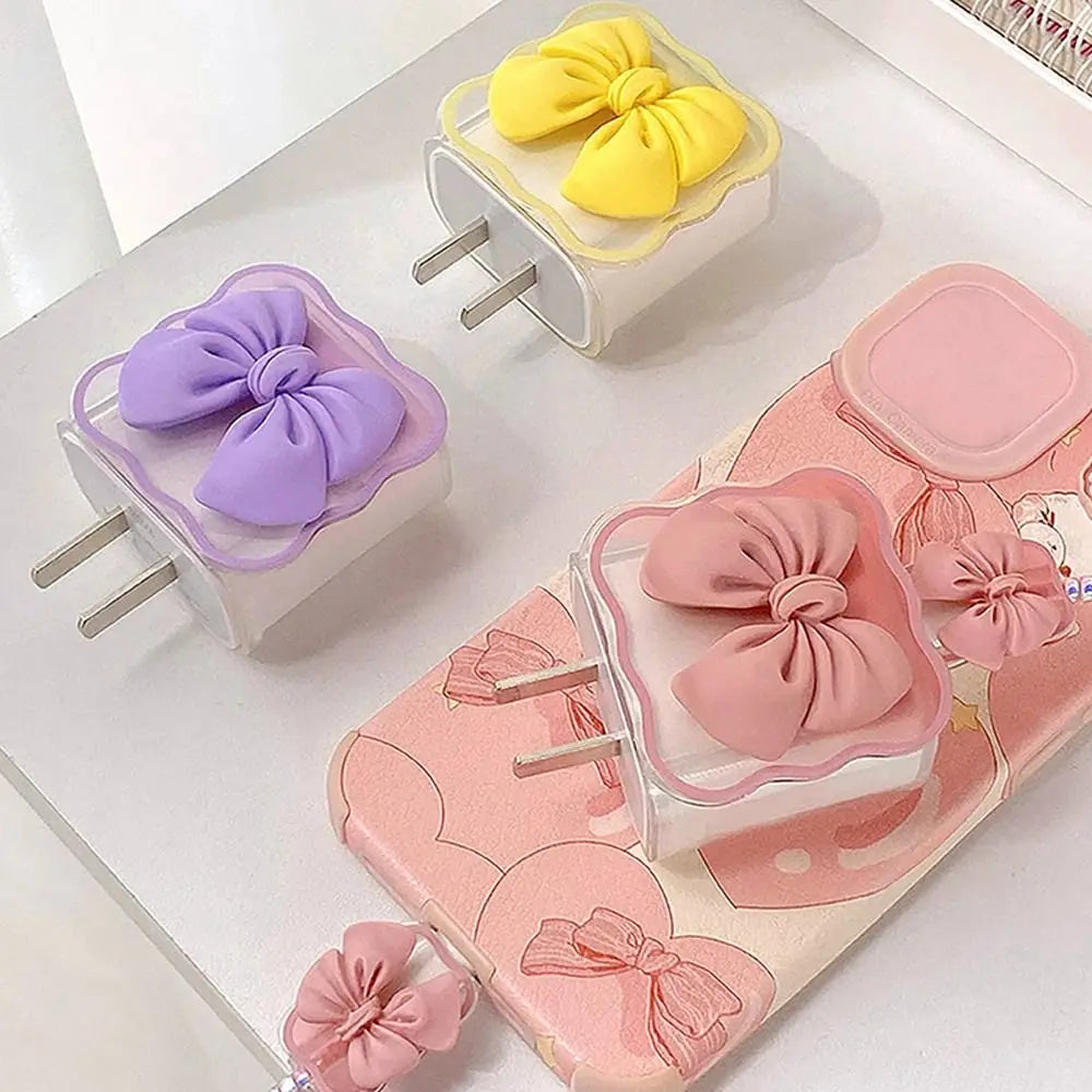 3D Bow Charger Cable Protector Cover For iPhone 20W 18W Charger Protector Storage Bag Case Cover Management Wire Cord Organizers