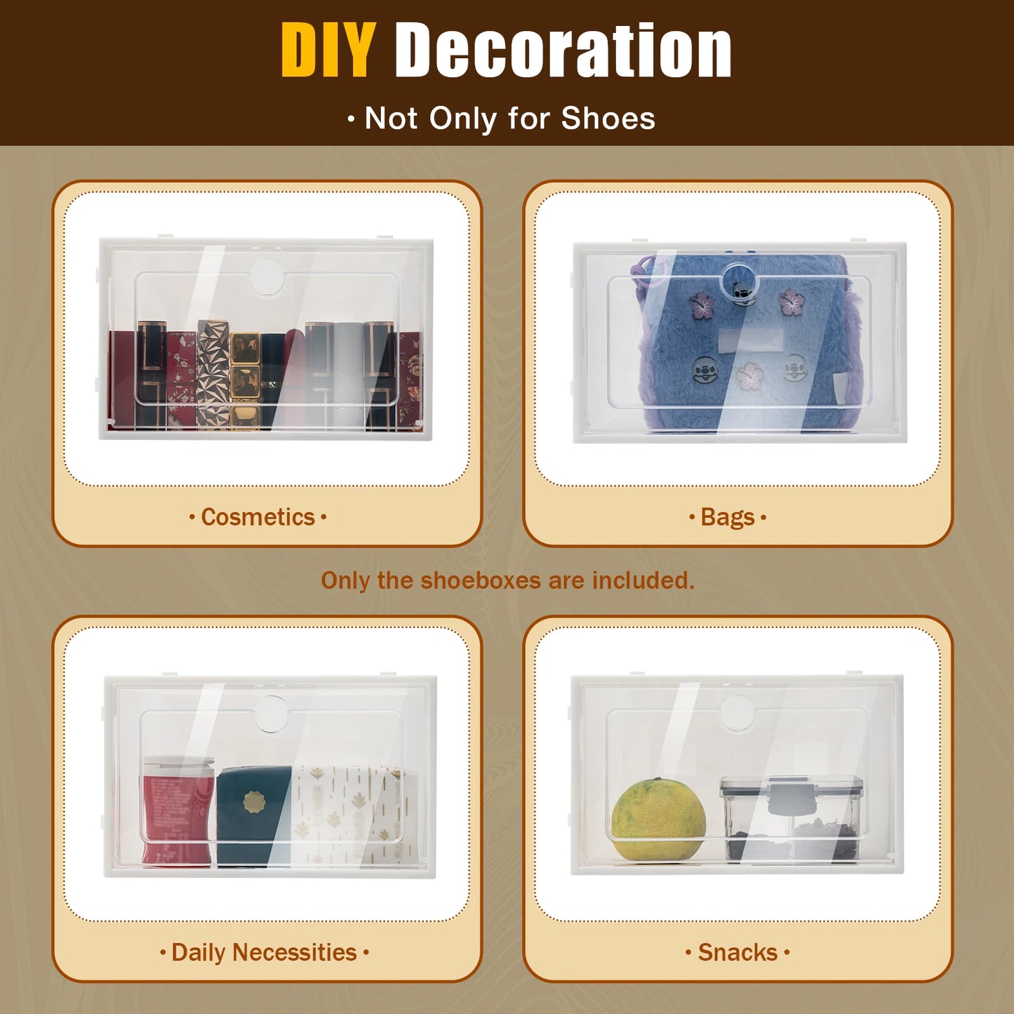 24 Pack Shoe Boxes Clear Shoe Boxes Stackable Shoe Storage Boxes with Lids Clear Plastic Stackable Shoe Organizers For Closet