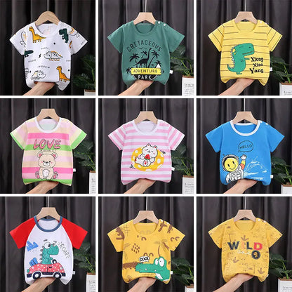 Children's Clothing T-Shirt  Kids Clothes Boys Girls Summer Cartoon Tops Short Sleeve Clothes 100% Cotton Baby Clothing