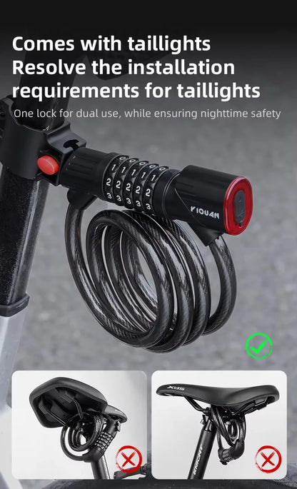Bicycle Lock Comes With Intelligent Light Sensing Charging Tail Lights Mountain Bikes Road Bikes Password Locks Anti-theft Locks