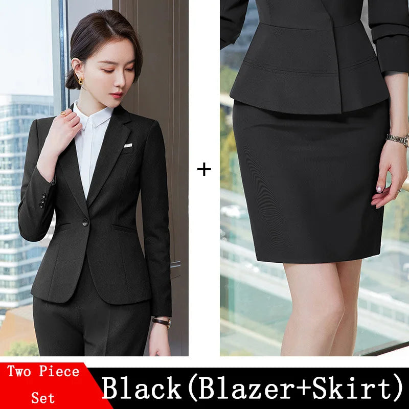 Ladies Office Work Wear Blazers Formal OL Styles Business Suits Pants and Jackets Coat Spring Autumn Professional Career Set