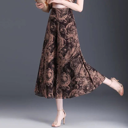 New Summer Print Palazzo Pants for Women Lightweight High Waisted Loose Skirt Pants