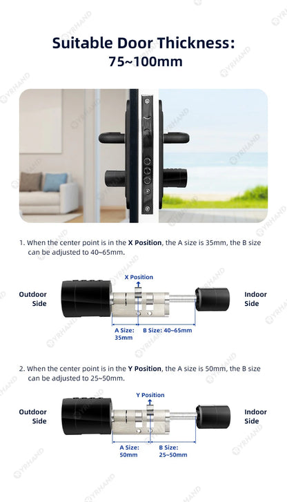 Smart Euro Cylindrical Door Lock ttlock app Keyless Security Entry Mechanical Key Waterproof fingerprint door lock For home