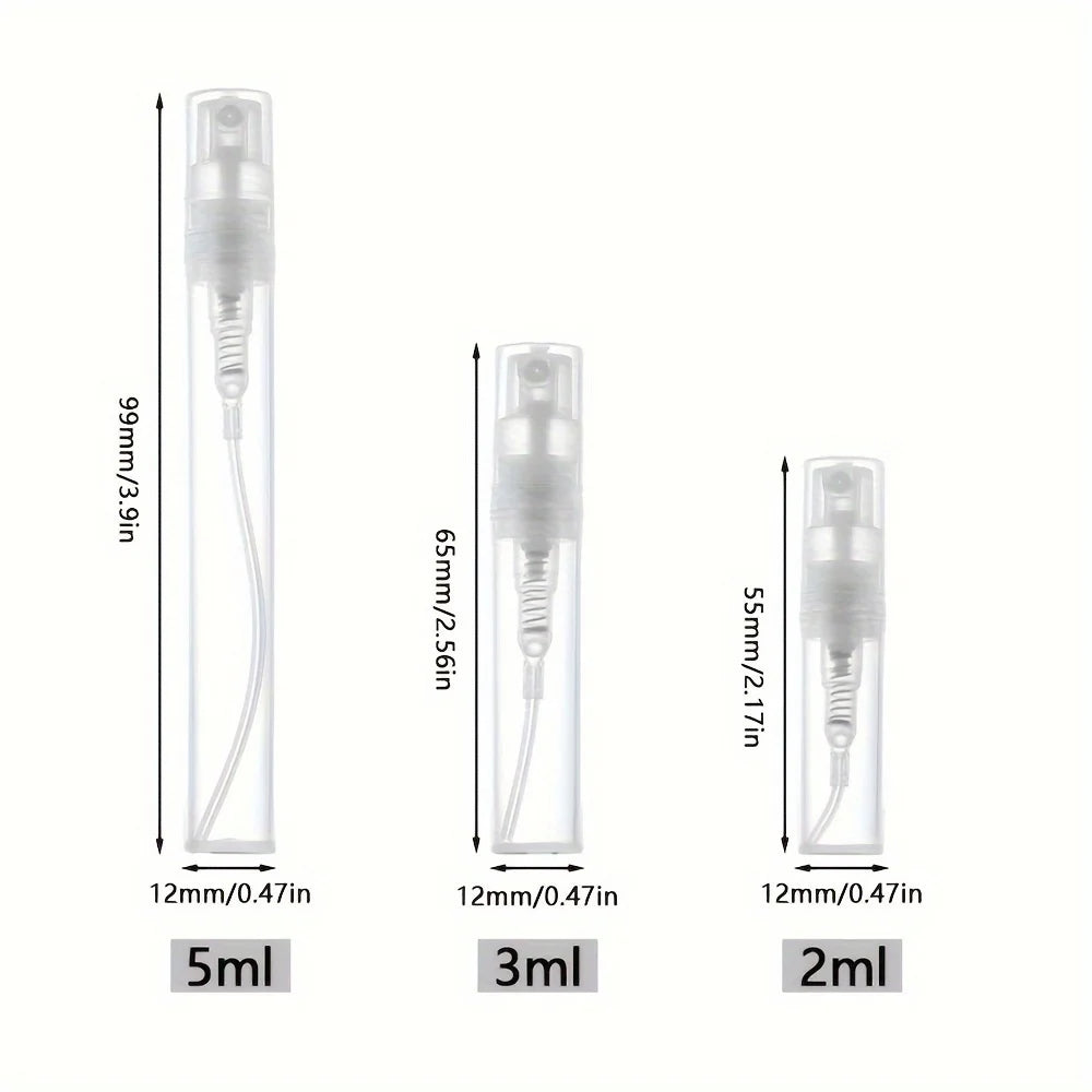 30pcs+4 Accessories 2/3/5ml Clear Plastic Spray Bottle Contains 30 Spray Bottles, 1 Pipette, 1 Funnel, 1 Dispenser, 1 Syringe