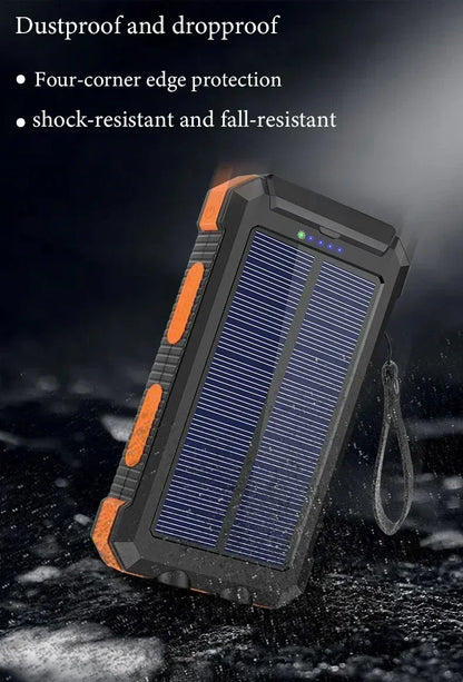200000mAh Large Capacity Solar Power Bank Portable Outdoor Charger PowerBank External Waterproof Battery Charging with LED Light
