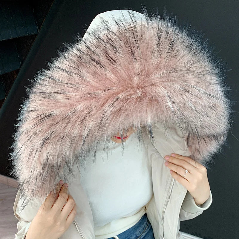 Detachable Faux Fur Collar Extra Large Warm Fake Fur Scarf Wrap Evening Cape For Winter Womens Coat Faux Fur Hood Ttrim Collar