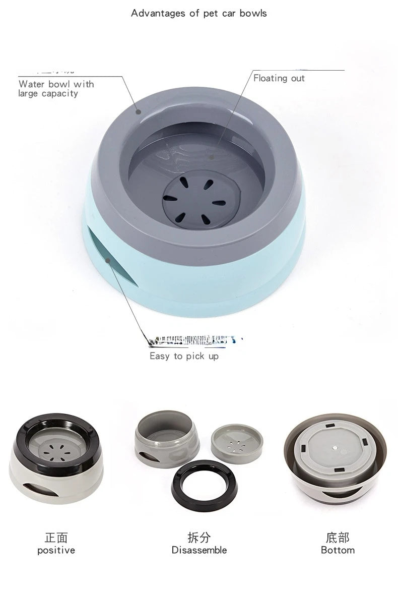 Pet Dog Bowls Floating Not Wetting Mouth Cat Bowl No Spill Drinking Water Feeder Plastic Portable Dog Bowl Support Accessories