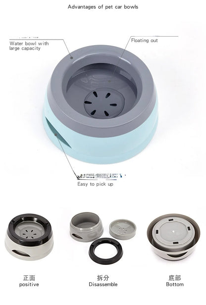 Pet Dog Bowls Floating Not Wetting Mouth Cat Bowl No Spill Drinking Water Feeder Plastic Portable Dog Bowl Support Accessories