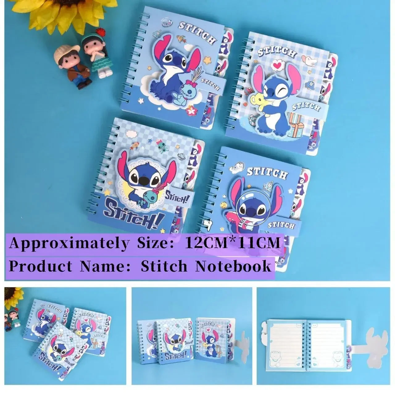 Stitch Notebook lovable Anime Cartoon School Supplies Portable Diary Fashion Office Supplies Coil Book Children  Gift