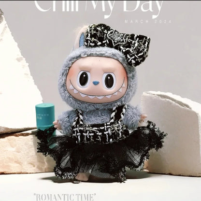 Labubu Doll Clothes For 17cm Labubu Accessories Classic Dress Grid Style Suit Skirt DIY Mini Dolls Clothing