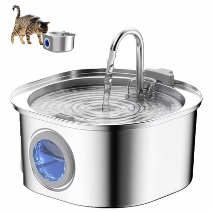3.2L Auto Cat Fountain Pet Water Fountain for Cats Stainless Steel Cat Drinker Visual Window Drinking Bowl Pet Accessories