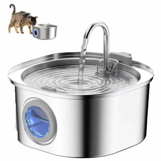 3.2L Auto Cat Fountain Pet Water Fountain for Cats Stainless Steel Cat Drinker Visual Window Drinking Bowl Pet Accessories