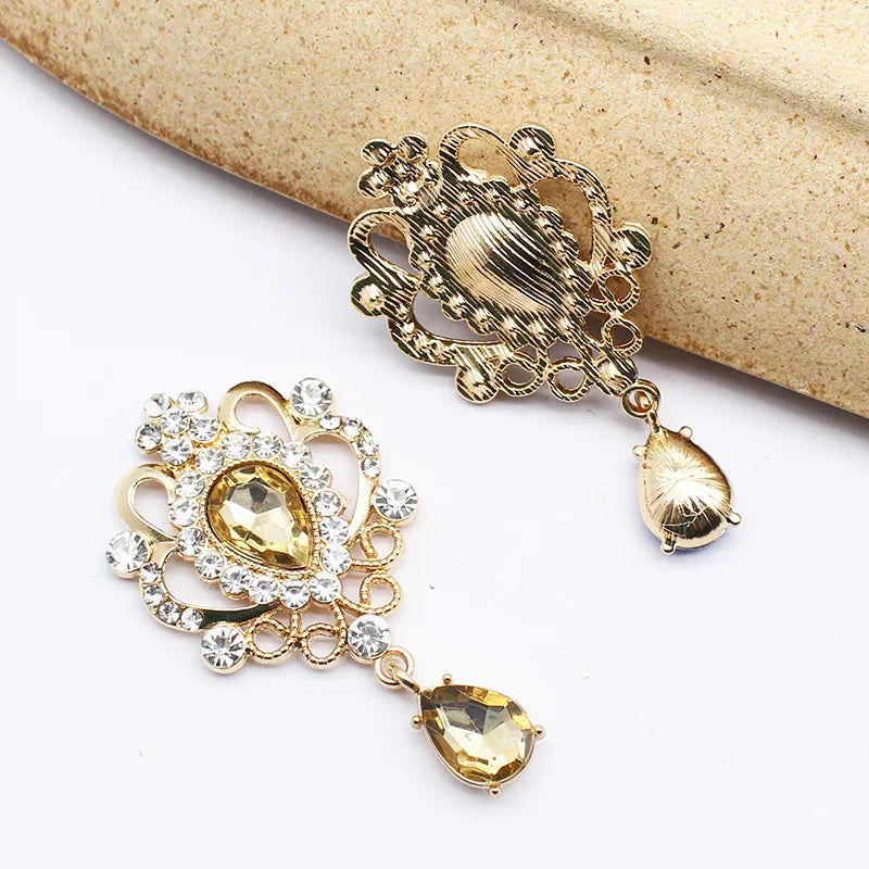 32*60mm Droplet diamond pendant accessories, flat bottom brooch accessories, DIY accessories, headwear accessories 5/10/20PCS
