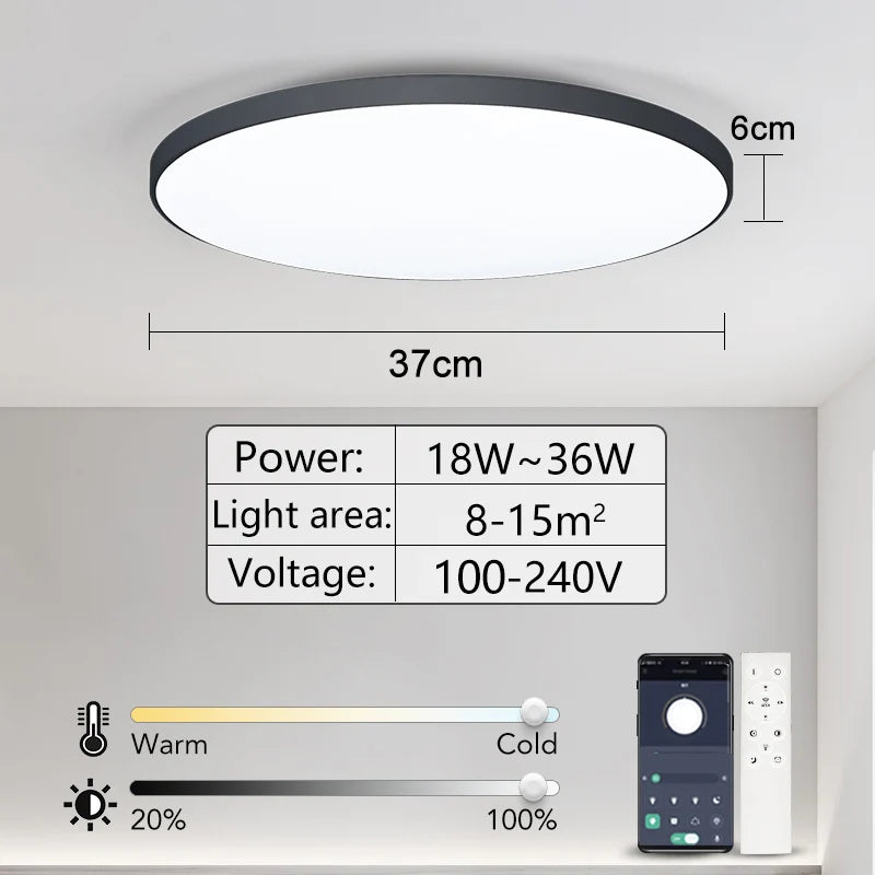 Smart LED Ceiling Light APP Luster Remote Control Appliance 36W 50W 80W interior Home Decor Fixture Bathroom Bedroom