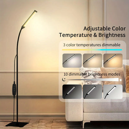 LED Floor Lamp, Eye Caring Reading dimmable desk lamp  flexible gooseneck [120 LED 3 color] for living room, bedroom, office