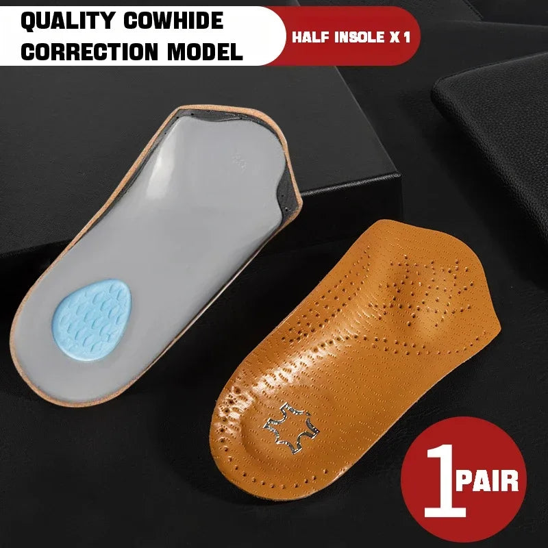 Orthopedic Half Insole Arch Support Shoes Insoles for Feet Plantar Fasciitis Shoe Pads Quality Cowhide Comfort Inserts Cushion