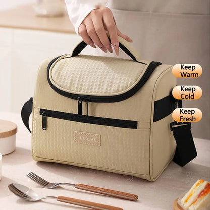 Reusable Zipper Handle Lunch Box Durable Large Capacity Insulated Lunch Bag Waterproof Sturdy Tote Food Container Travel