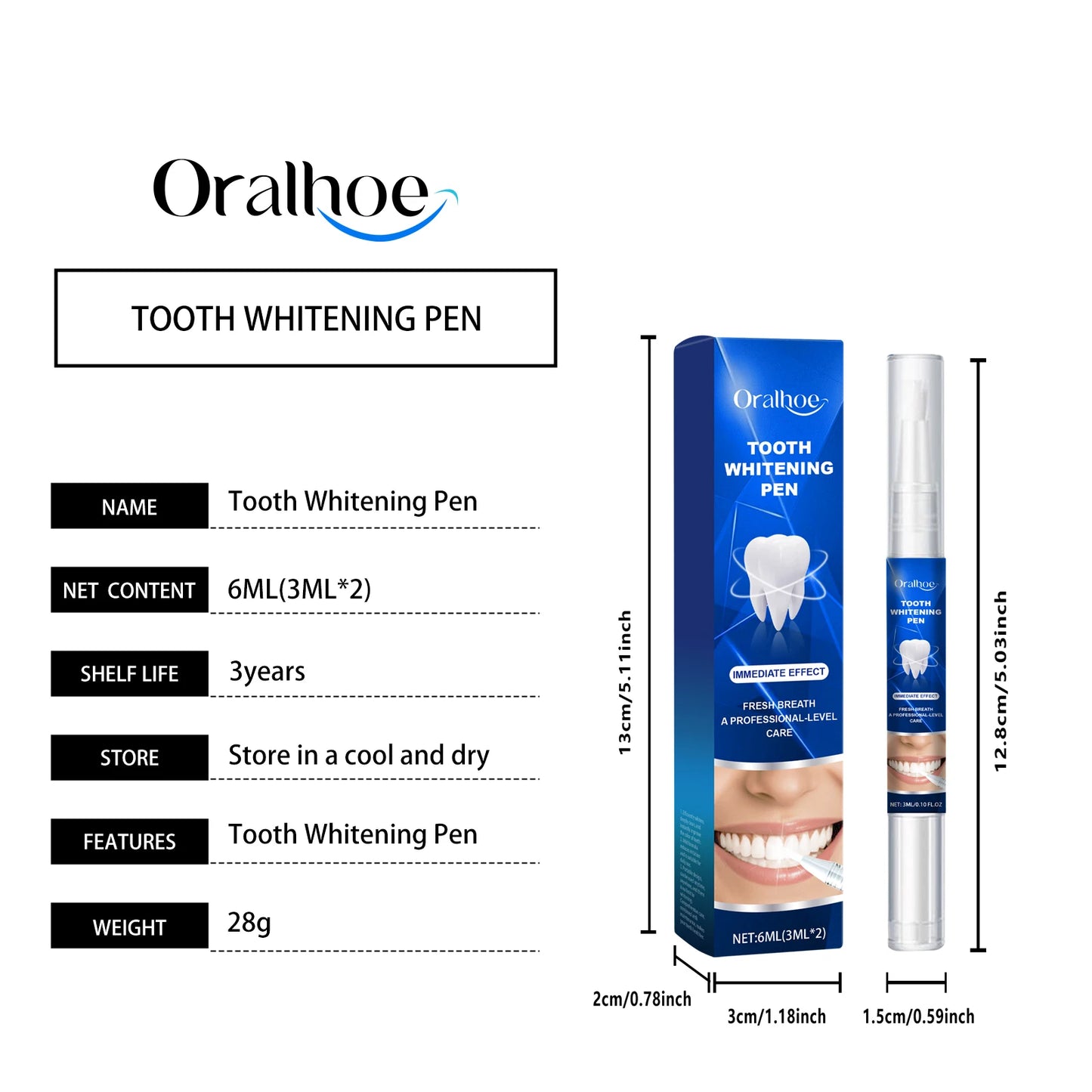 Teeth Whitening Gel Pen Dental Whitener Remove Stains Reduce Yellowing Teeth Gums Treatment Fresh Breath Tooth Brightening Serum