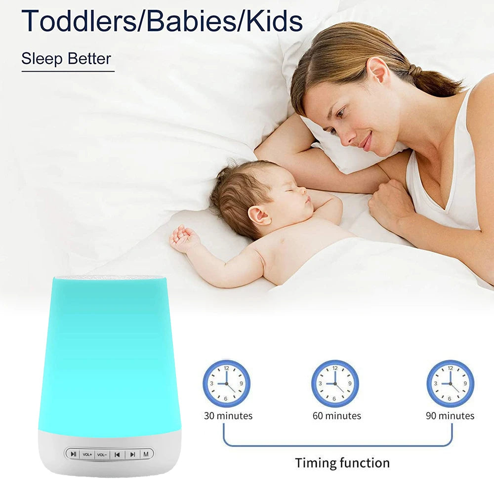 Smart White Noise Machine Baby Sleep Sound Machine Colorful Night Lights 34 Soothing Sounds Supports Voice APP Remote Control