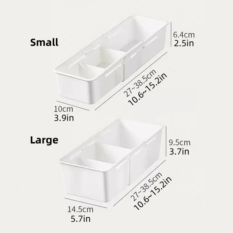 Expandable Drawer Organizer with Adjustable Dividers for Kitchen Utensils, Makeup, Stationery, and Medicine