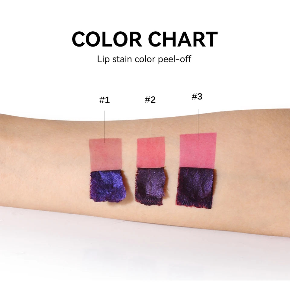 3 Colors Waterproof Lip Stain Color Peel-Off, Not Easy to transfer&Non-stick cup