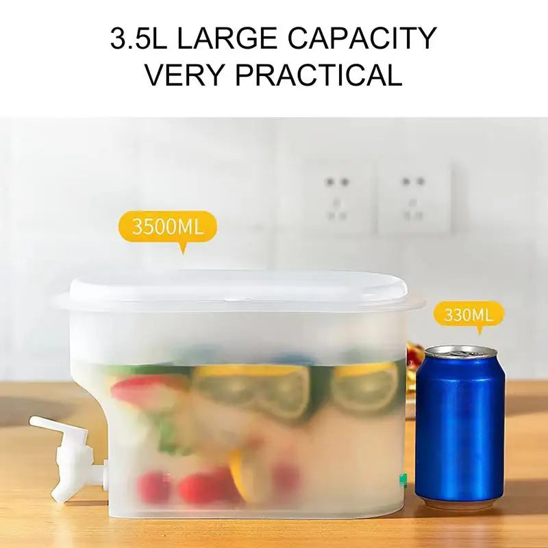 ﻿ Fridge Drink Dispenser 3.5L Large Capacity Cold Water Kettle with Faucet Iced Beverage Dispenser Refrigerator With faucet