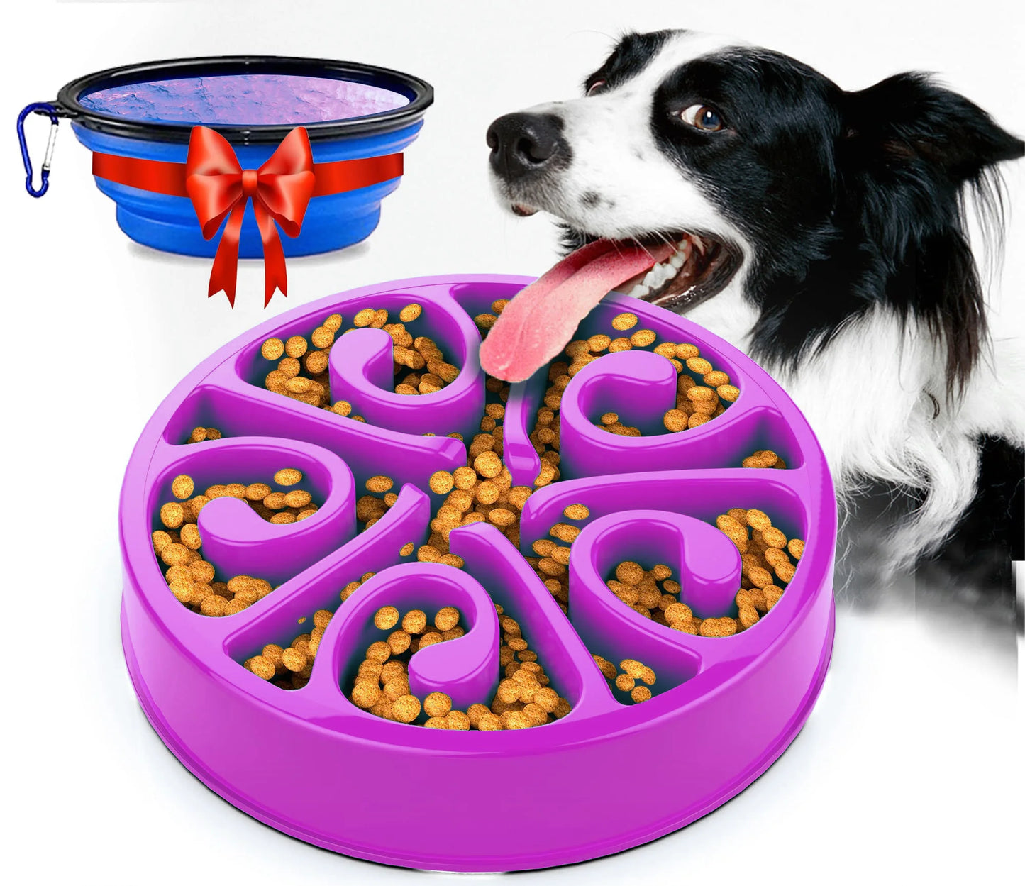 Pet Dog Slow Feeder Bowl Fun Non Slip Anti-Gulping Slower Food Feeding Dishes Eco Dog Bowl for Large Medium Small Dogs Puppy