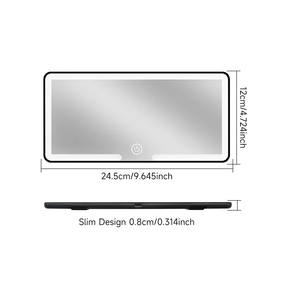 Car interior mirror, sun visor, LED high-definition makeup mirror, 3-mode touch screen adjustment,USBcharging,car makeup mirror