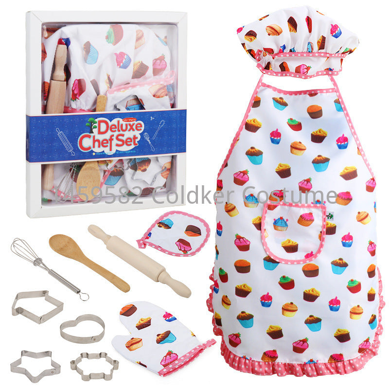 Kitchen Toy Play House For Girls Kids Simulation Kitchen Toy Utensils Supplies Set Baking Tools Cake Apron Chef Clothes Gift