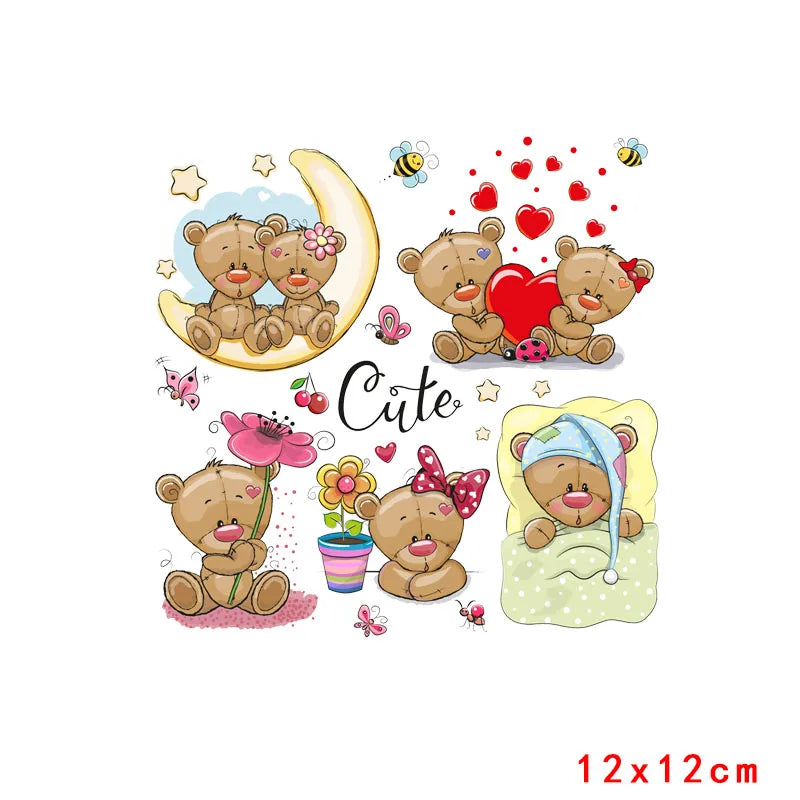 Rainbown Unicorn Heat Thermal Transfer For Clothes Cute Cartoon Iron-On Transfers Sticker On Babys Clothes DIY Aniaml Applique