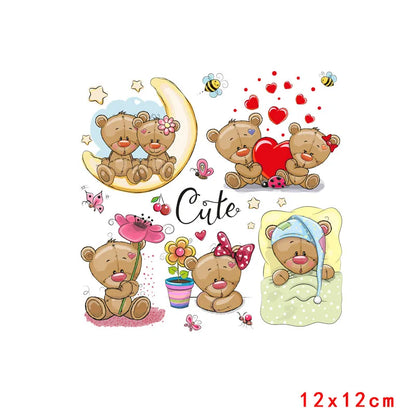 Rainbown Unicorn Heat Thermal Transfer For Clothes Cute Cartoon Iron-On Transfers Sticker On Babys Clothes DIY Aniaml Applique