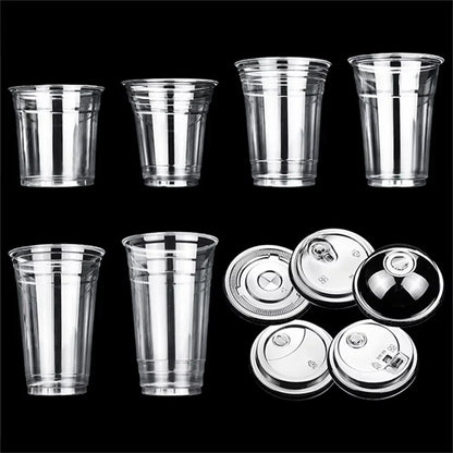 400ml Plastic Cups with Lids Snack and Drink Cup Double Plastic Cold Cup Clear Disposable PET Plastic Cup Boba Milk Tea Cup