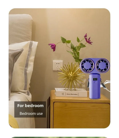 New Handheld USB Small Fan Double-headed Handheld Fan with Long Battery Life Mini Rechargeable Portable Electric Fan.