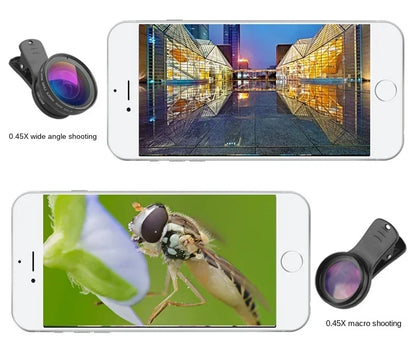Phone Lens Kit 0.45x Super Wide Angle & 12.5x Super Macro Lens HD Camera Lentes for IPhone 6S 7 Xiaomi