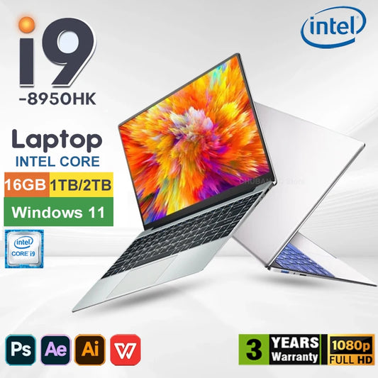 2025 Laptop Computer Windows 11 Pro Intel Core i9 8950HK Gaming Laptop 16GB RAM 1TB 2TB SSD 14.1 inch Portable Business Notebook