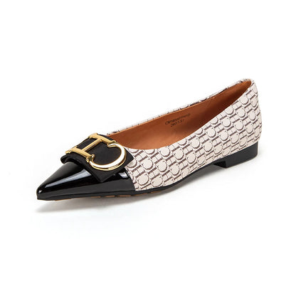 CHCH Women's Lefu Shoes New Spliced Pointed Anti slip Flat Casual Shoes Business Shoes