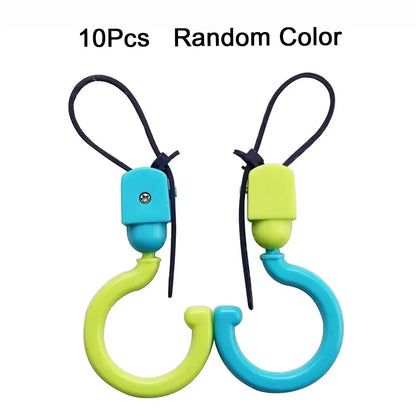10Pcs Multipurpose Dopamine Baby Stroller Hook Hanging Rotating Universal S Hooks Non-Marking Foldable Car Seat Hooks Kitchen