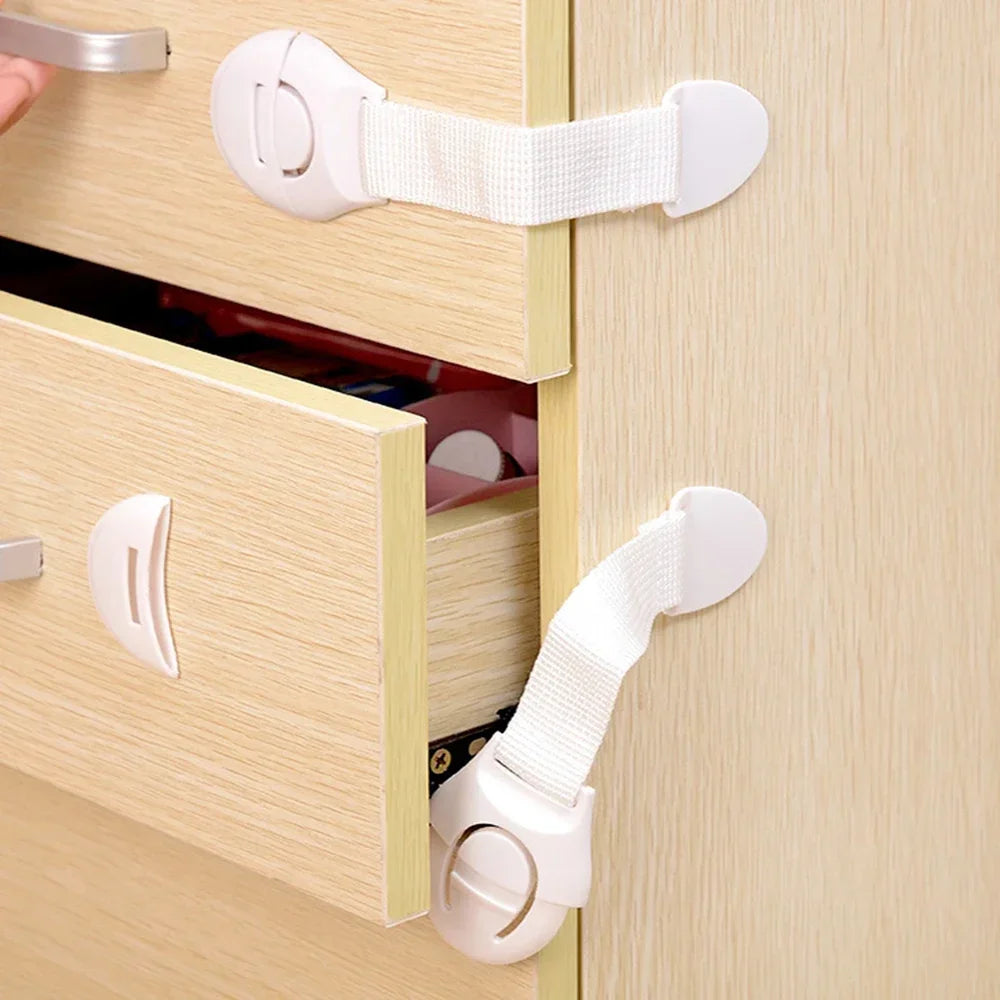 10pcs  Kids Safety Door Lock Child Safety Cabinet Lock Baby Proof Security Protector Drawer Door Cabinet Lock Plastic Protection