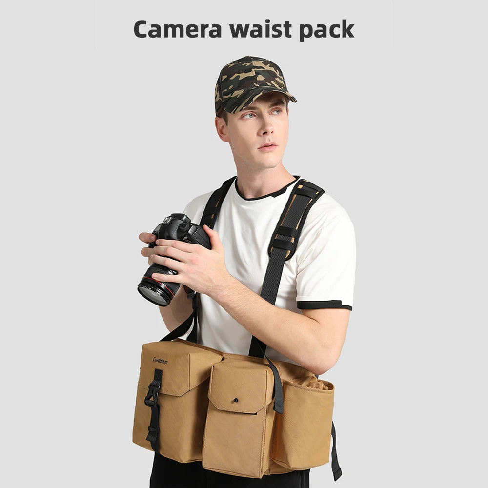 Camera Harness Chest Pack Camera Vest Camera Bag Camera Waist Pack Waterproof for DSLR Camera Body Lens Smartphone Water Bottle