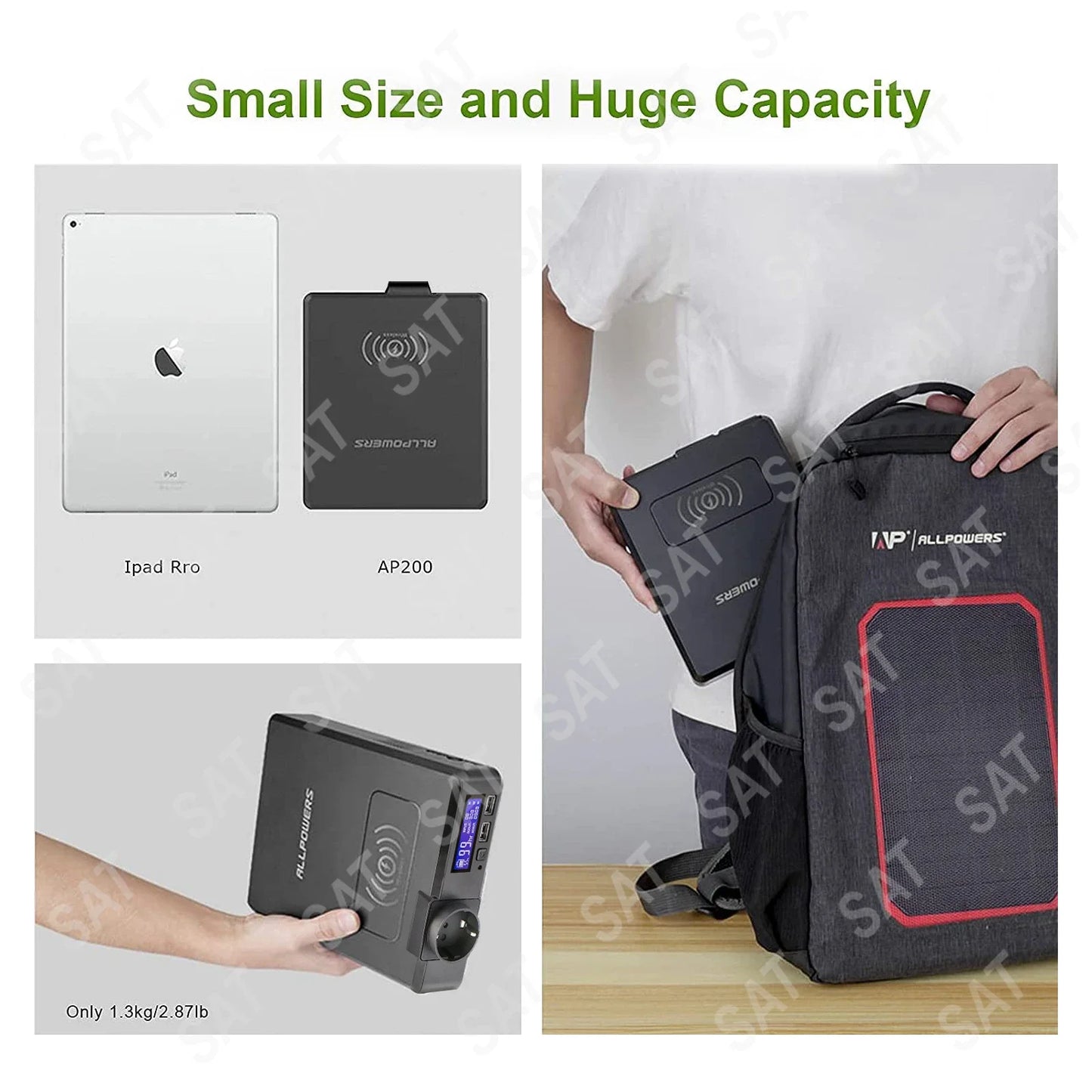 For ALLPOWERS Solar Powerbank 154Wh 41600mAh  External Battery Charger, Powerstation 200W Portable Generator Emergency Power