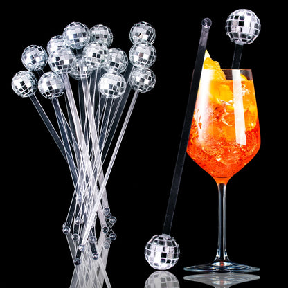 5/10/15 Mirror Disco Ball Stirrers Cocktail Stirrers Round Top Swizzle Sticks Coffee Stirrers 70s Disco Party Home Bar Decor