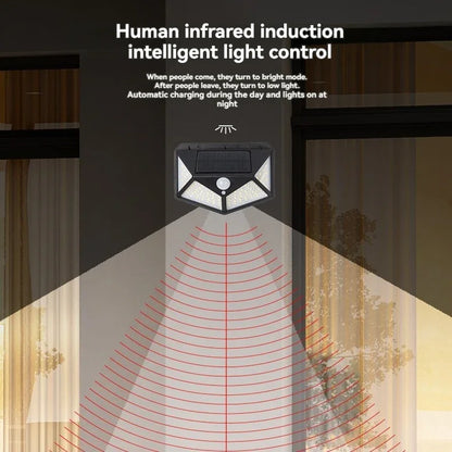 1/2/4/6Pcs 100 LED Wall Lights Outdoor Solar Lamp PIR Motion Sensor Solar Powered Sunlight Street Light for Garden Decoration